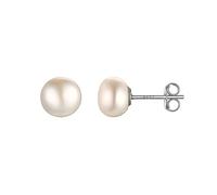 PROSILVER 925 Sterling Silber Ohrringe Stecker mit 8mm Perle Weiße Süßwasserperle Ohrstecker Ohr Piercing Schmuck Accessoire für Frauen Mädchen