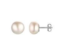 PROSILVER Damen Ohrstecker 925 Sterling Silber 10mm Süßwasserperle Piercing Perlenohrringe Geburtstag Hochzeit Schmuck Accessoire für Mutter Großmutter