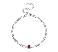 PROSILVER Januar Geburtsstein Gliederarmband Damen 925 Sterling Silber 3mm breit Figarokette Armband 16+5cm verstellbare Armkette Schmuck Accessoire für Frauen Mädchen