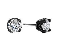 PROSILVER Schwarz Krone Ohrringe für Männer Frauen 7mm Weißen Zirkonia Ohrstecker Keltischer Knoten Ohr Piercing Party Geburtstag Schmuck Accessoire