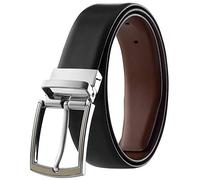 Prospero Comfort Wendbarer klassischer Herren-Gürtel, italienisches genarbtes Leder, Schwarz und Braun, drehbare Schnalle