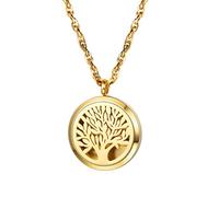 PROSTEEL 18k vergoldet personalisiert Halskette für Männer Frauen Anhänger mit Kette Hohl Baum des Lebens Medaillon Ätherische Öle Diffusor Floating Locket Aromatherapie Zubehör 8 Pads verfügbar(gold)