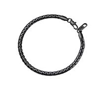 PROSTEEL Armkette 4mm breit massiv Ankerkette Armband Schwarz Metall plattiert Punk Rock Biker Erbskette Gliederkette 22cm/schwarz