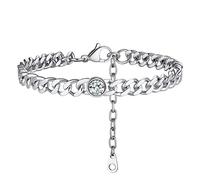 PROSTEEL Fußkettchen Damen Edelstahl 22+5cm Panzerkette Fußarmband mit April Geburtsstein Sommer Strand Knöchel Armband Schmuck Accessoire für Frauen