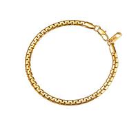 PROSTEEL Herren Armband 4mm breit massiv Ankerkette Armband 18k vergoldet 22cm Erbskette Gliederkette Biker Punk Rock Armschmuck, Gold