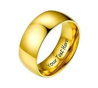 PROSTEEL Herren hochglanzpoliert Ring 18k vergoldet Größe 62 personalisiert Hochzeit Verlobung Bandring 8mm breit Partnerring Trauring Finger Ring Modeschmuck Accessoire für Geburtstag