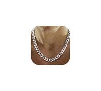 PROSTEEL Kette für Herren Damen, Edelstahl Punk Panzerkette, Hip pop Halskette Cuban Chain necklace, 12mm breit, Kubanische Halskette silber 60cm lang