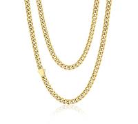PROSTEEL Kette für Herren Damen, Edelstahl Punk Panzerkette, Hip pop Halskette Cuban Chain necklace, 6mm breit, Kubanische Halskette 14k gold 70cm lang