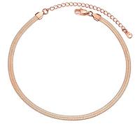 PROSTEEL Kurze Kette Rosegold vergoldet Damen Choker Necklace 38cm/47cm verstellbar Schlangenkette Halsband 5mm breit Halskette Modeschmuck Accessoire für Muttertag Jahrestag