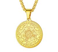 PROSTEEL Medaille Anhänger Halskette für Frauen Männer 18k vergoldet Siegel der Sieben Erzengel mit 55+5cm runde Venezianierkette Amulette religiöser Modeschmuck Accessoire