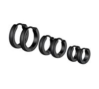 PROSTEEL mini Huggie Ohrringe Set in 3 Paare Schwarz kleine Creolen in 7mm 9mm 12mm Gotik Punk Stil Ohr Piercing Ohr Schmuck Accessoire für Männer Frauen