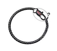 PROSTEEL personalisiert Armkette 4mm breit massiv Ankerkette Armband Schwarz Metall plattiert Punk Rock Biker Name Gravur Erbskette Gliederkette 22cm/schwarz