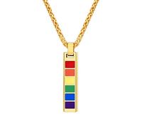 PROSTEEL personalisiert Unisex Collier LGBT Homosexuell Gay & Lesben Pride Halskette Name Texte Gravur Regenbogen Stab/Ring/Kreuz/Dog Tag Anhänger Edelstahl/18k vergoldet für Männer Frauen