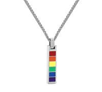 PROSTEEL personalisiert Unisex Collier LGBT Homosexuell Gay & Lesben Pride Halskette Name Texte Gravur Regenbogen Stab/Ring/Kreuz/Dog Tag Anhänger Edelstahl/18k vergoldet für Männer Frauen