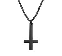 PROSTEEL Petruskreuz Anhänger Halskette schwarz Edelstahl St. Peter Kreuzanhänger Upside Down Kreuz Kette Gothik Damen Herren ModeSchmuck Accessoire für Weihnachten