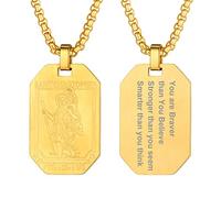 PROSTEEL St. Christopher Motiv Kette für Männer Jungen 18k vergoldet Heiliger Christophorus personalisiert Achteck Anhänger Halskette Schutzpatron der Reisenden Amulett für Geburtstag