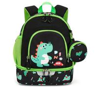 PROTAURI 2026 Kinderrucksack mit Geldbeutel für Jungen, Kindergartenrucksack mit Brustgurt und Reflektierend, Kita Rucksack mit Isoliertes Lunchbox-Fach für 2-6 Jahre, 11.5L, Dinosaurier-Design