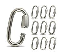 PROTECH 10 Stück Schnellglieder M4 Karabiner 4mm mit Verschluss aus Edelstahl V4A Schraubverbinder Schraubkettenglied A4 Verschlusskarabiner Kettenverbinder