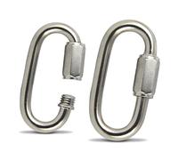 PROTECH 2 Stück Schnellglieder M8 Karabiner 8mm mit Verschluss aus Edelstahl V4A Schraubverbinder Schraubkettenglied A4 Verschlusskarabiner Kettenverbinder