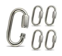 PROTECH 5 Stück Schnellglieder M8 Karabiner 8mm mit Verschluss aus Edelstahl V4A Schraubverbinder Schraubkettenglied A4 Verschlusskarabiner Kettenverbinder