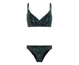 Protest PRTErrori Zebra-Bikini-Set mit Bügel Damen BCD-Cup schwarz/grün, 36C