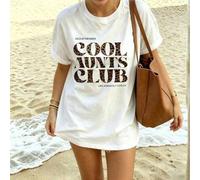Proud Member Cool Aunts Club Graphic T-Shirt, Like A Mom But Cooler 100% Cotton Women Retro Y2K Streetwear Tee, Summer Casual Tops, Gift For Aunts, In