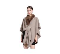 Proumhang Damen Kunstpelz Cape Wrap Shrug Wolle Winter Warm Stola Schal Modischer eleganter gestrickter Cardigan Poncho mit offener Front Einheitsgröße Khaki