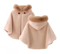 Proumhang Mädchen Kapuzen Cape Umhang,Winter Warm Outdoor Schal Poncho,Kapuzenmantel Jacke,Prinzessin Capelet Wrap,Baby Kinder Kleinkinder Kleinkinder Schneeanzug Oberbekleidung,Khaki,100