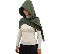 Proumhang Stylische Kapuzen-Schal für Damen & Herren - Vielseitiges Leinen-Baumwoll-Tuch mit Mittelalter-Optik, Gothic-Accessoire, Einheitsgröße,Grün