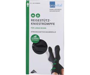 PROVITAL Reisekniestrümpfe Gr.39-42 schwar.Baumw. 2 St