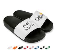 Prozente Momente Beer Happy - Lustige Badelatschen für Herren & Damen - Bequeme Schlappen & Hausschuhe für Strand, Pool und Dein Malle-Outfit | Schwarz/Weiß Gr. 41