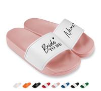 Prozente Momente Bride to be - Personalisierte JGA Badelatschen für Damen - Bequeme Schlappen & Hausschuhe für den Junggesellinnenabschied | Rosa Gr. 41
