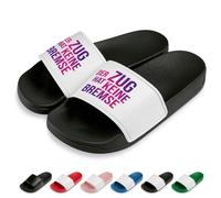 Prozente Momente Der Zug hat Keine Bremse Badelatschen | Slipper | Schlappen | Hausschuhe | Pantoletten | Unisex | Urlaub | Malle | JGA | rutschfest | Schwarz/Weiß | Größe 44