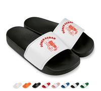 Prozente Momente Döner Kebab - Lustige Badelatschen für Herren & Damen - Bequeme Schlappen & Hausschuhe für Strand, Pool und Dein Malle-Outfit | Schwarz/Weiß Gr. 41