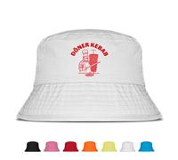 Prozente Momente Döner Kebab - Lustiger Fischerhut - Der perfekte Sonnenhut für Herren & Damen - Ideal als Malle-Outfit, Party-Accessoire & Festival-Eimerhut für den Strand | Farbe Weiß