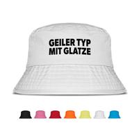 Prozente Momente Geiler Typ mit Glatze - Fischerhut | Anglerhut | Sonnenhut | Sommer | Malle | lustige Sprüche | OneSize | Malle | Urlaub | Weiß