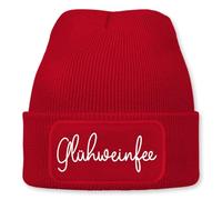Prozente Momente Glühweinfee - Beanie | Strickmütze | Wollmütze | Beanie mit Druck | lustige Sprüche | Apres-Ski | Rot