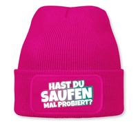 Prozente Momente Hast du Saufen mal probiert? - Beanie | Strickmütze | Wollmütze | Beanie mit Druck | lustige Sprüche | Apres-Ski | Winter | Pink