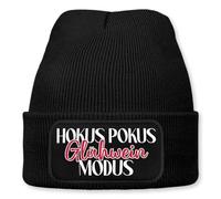 Prozente Momente Hokus Pokus Glühwein Modus - Beanie | Strickmütze | Wollmütze | Beanie mit Druck | lustige Sprüche | Apres-Ski | Schwarz