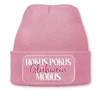 Prozente Momente Hokus Pokus Glühwein Modus - Beanie | Strickmütze | Wollmütze | Beanie mit Druck | lustige Sprüche | Apres-Ski | Winter (DE/NL/SE/PL, Alphanumerisch, Einheitsgröße, Rose)