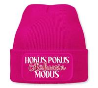 Prozente Momente Hokus Pokus Glühwein Modus - Beanie | Strickmütze | Wollmütze | Beanie mit Druck | lustige Sprüche | Apres-Ski | Pink