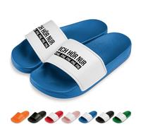 Prozente Momente Ich hör nur mimimimi Badelatschen | Slipper | Schlappen | Hausschuhe | Pantoletten | Unisex | Lustige Sprüche | Party | rutschfest | Blau | Größe 41