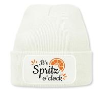 Prozente Momente It's Spritz o'clock - Beanie | Strickmütze | Wollmütze | Beanie mit Druck | lustige Sprüche | Apres-Ski | Winter | Weiss