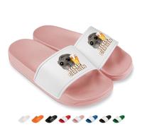 Prozente Momente Lecker Bierchen - Lustige Badelatschen für Herren & Damen mit Hamster - Bequeme Schlappen & Hausschuhe für Strand, Pool und dein Malle-Outfit | Rosa Gr. 41