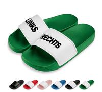 Prozente Momente Links Rechts Badelatschen | Slipper | Schlappen | Hausschuhe | Pantoletten | Unisex | lustige Sprüche | Geschenkidee | rutschfest | Grün | Größe 42