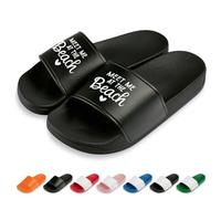 Prozente Momente Meet me at The Beach Badelatschen | Slipper | Schlappen | Hausschuhe | Pantoletten | Unisex | Malle | lustige Sprüche | Strand | rutschfest | Schwarz | Größe 39