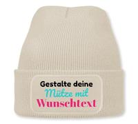 Prozente Momente Personalisiertes Beanie | Strickmütze | Wollmütze | Beanie mit Druck | lustige Sprüche | Apres-Ski | Winter | Beige