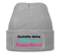 Prozente Momente Personalisiertes Beanie | Strickmütze | Wollmütze | Beanie mit Druck | lustige Sprüche | Apres-Ski | Winter | Grau meliert