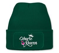Prozente Momente Schorle Queen - Beanie | Strickmütze | Wollmütze | Beanie mit Druck | lustige Sprüche | Apres-Ski | Winter (DE/NL/SE/PL, Alphanumerisch, Einheitsgröße, Dunkelgrün)