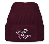 Prozente Momente Schorle Queen - Beanie | Strickmütze | Wollmütze | Beanie mit Druck | lustige Sprüche | Apres-Ski | Winter (DE/NL/SE/PL, Alphanumerisch, Einheitsgröße, Dunkelrot)